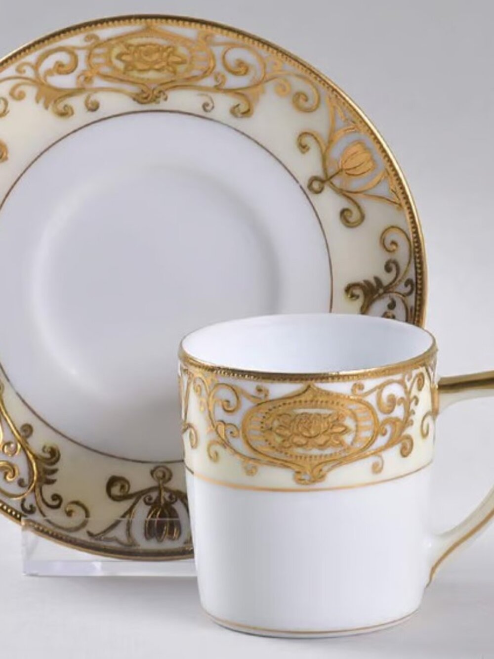 Vintage NORITAKE Demitasse Cups & Saucers ~ Hand-Painted Gold Enamel, Set of 11